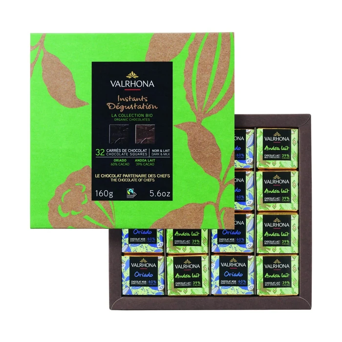 Valrhona Gift Box 32 Squares Grands Crus Organic Dark & Milk