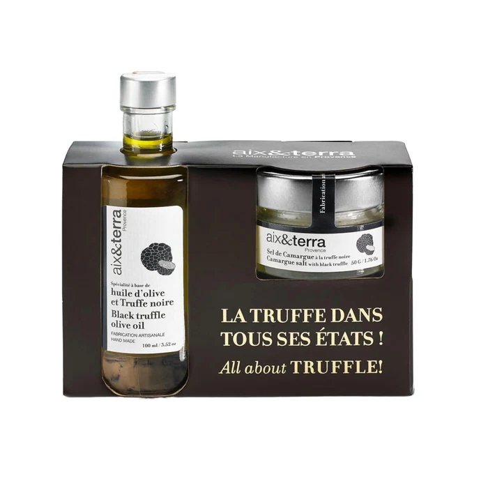 Aix & Terra Pack Black Truffle Olive Oil And Black Truffle Salt