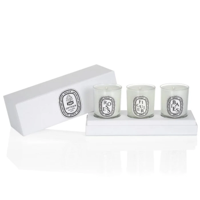 Diptyque Set Of 3 Mini Candles Baies Figuier Roses 70g