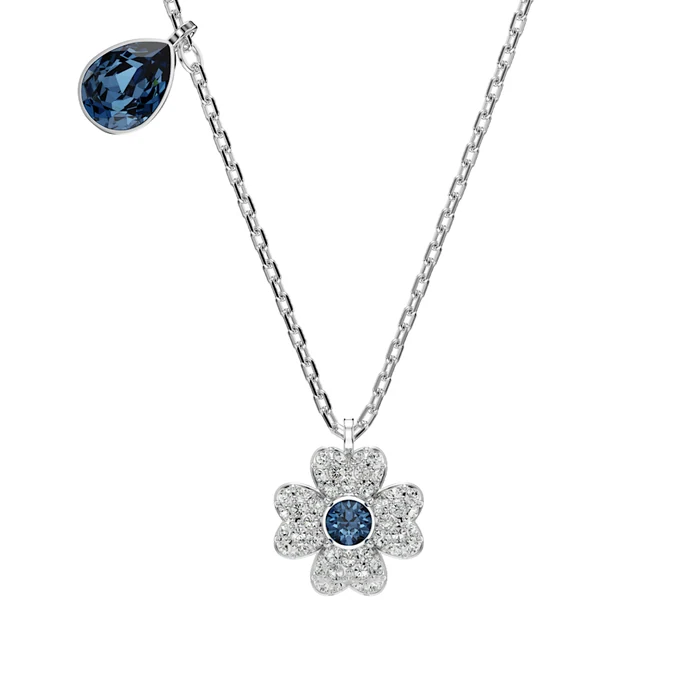 Swarovski Symbolica Necklace Clover Blue Rhodium - Ss Box