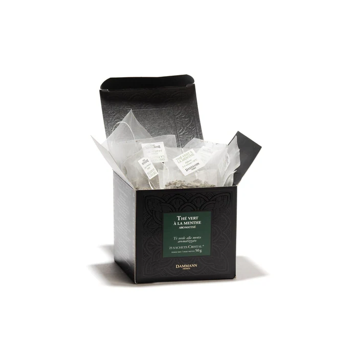 DAMMAN FRERES Flavored Mint Green Tea, 25 Sachets Cristal