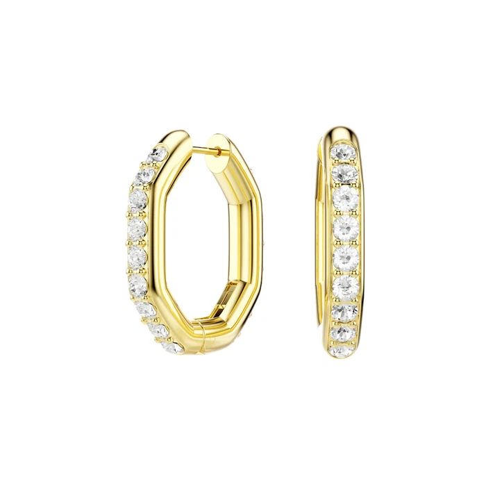 Swarovski Dextera Hoop Octagon White Gold Earrings - Ss Box