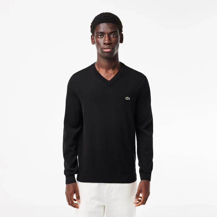 Lacoste Men's V-neck Organic Cotton Sweater
