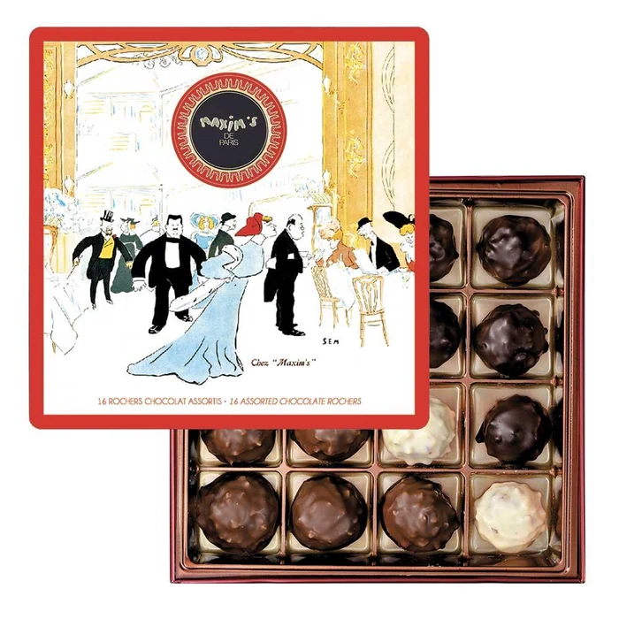 Maxim's Square Tin of 16 Assorted Rochers