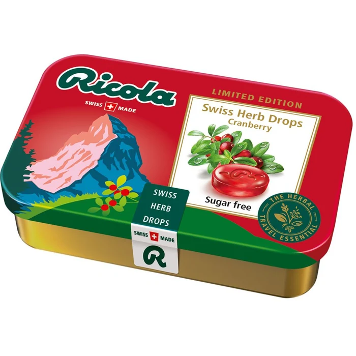 Ricola Cranberry Sugarfree Herb Drops Tin 75g