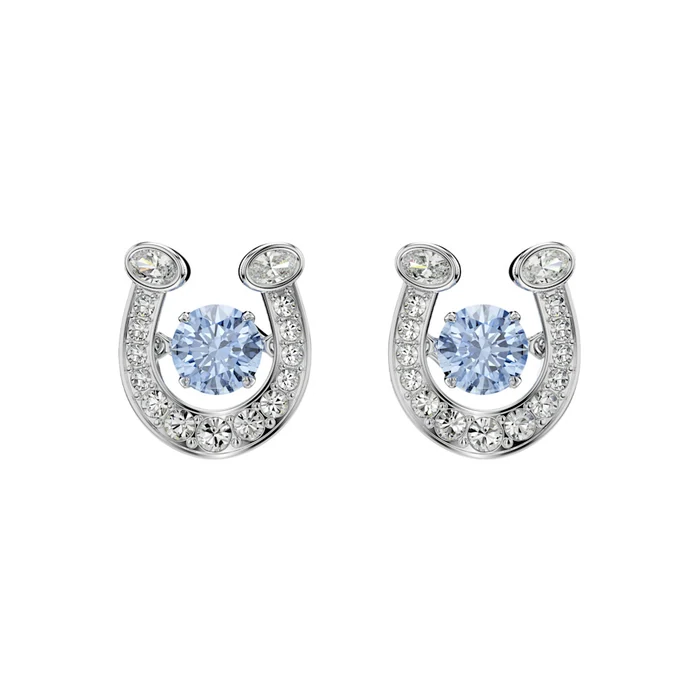 Swarovski Symbolica Stud Horse Shoe Blue Rhodium Earrings - Ss Box