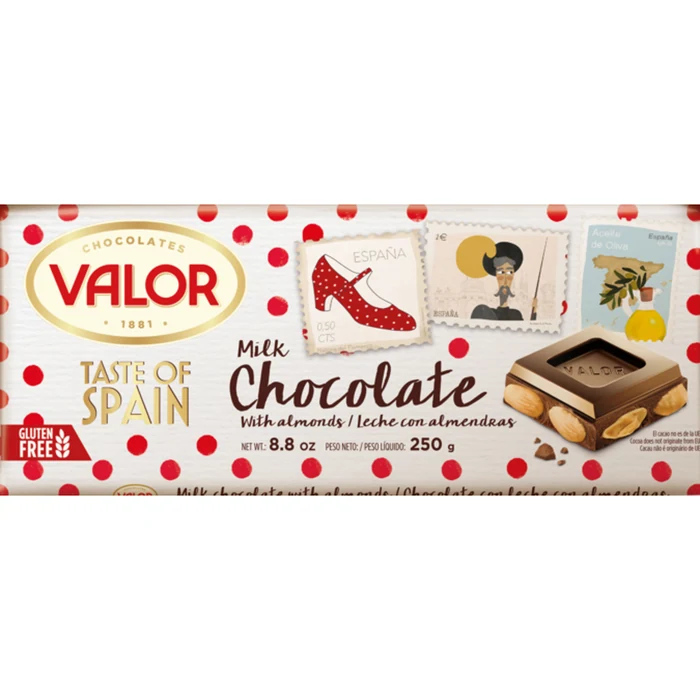 Valor Milk Chocolate With Almonds 250g