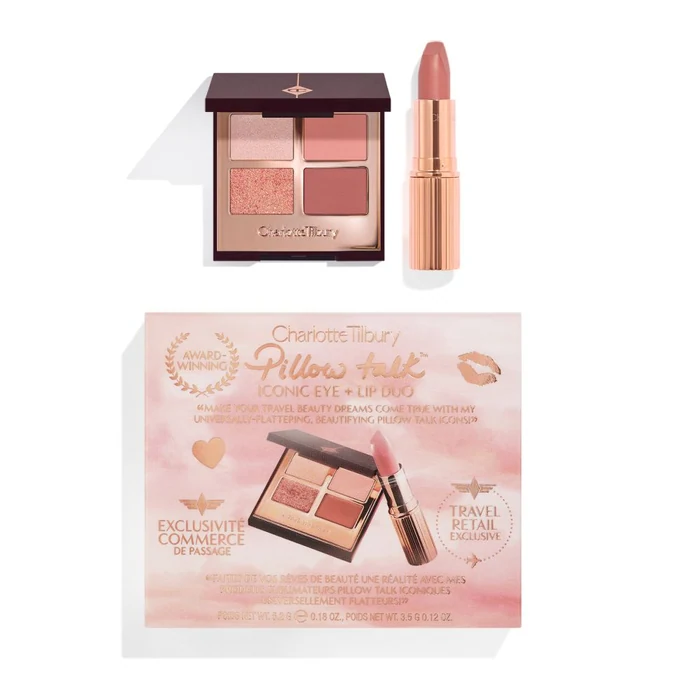 Charlotte Tilbury Pillow Talk Iconic Eye + Lip Duo Travel Retail Exclusive Set 5.2g + 3.5g