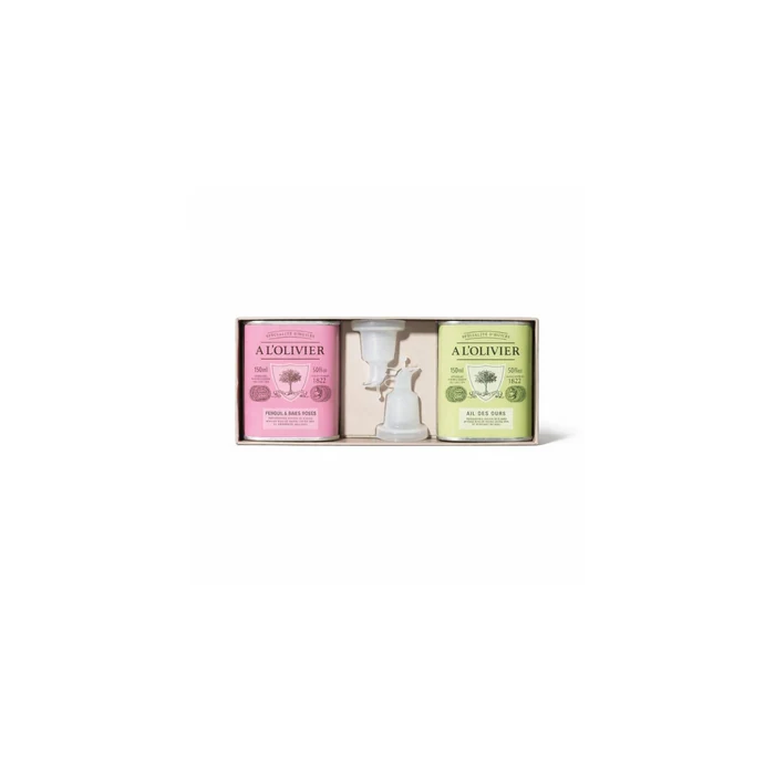 A L'Olivier Ail Des Ours - 2 Becs Verseurs - Coffret 2 Bidons- Fenouil