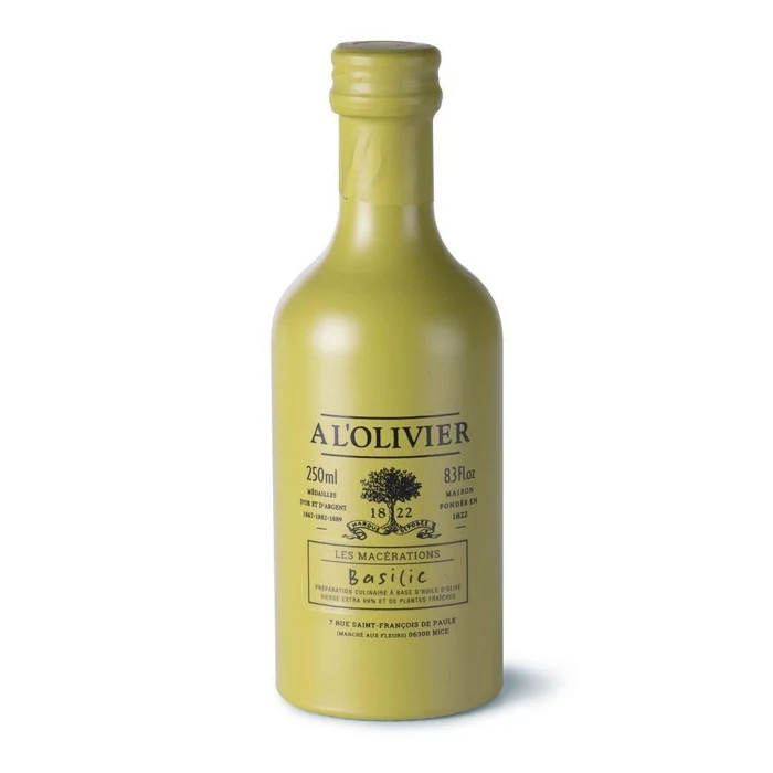A L'Olivier Aromatic Basil Olive Oil Stone Jar Bottle