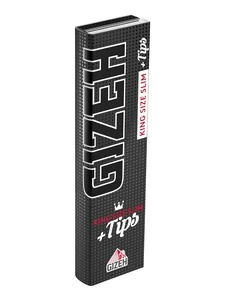 Gizeh GIZEH BLACK King Size Slim + Tips. 34 Blättchen und 34 Filter Tips. 14 g/m²