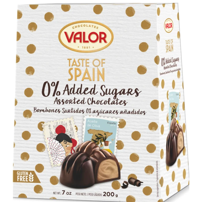 Valor 0% Added Sugar Chocolates Pralines 200g