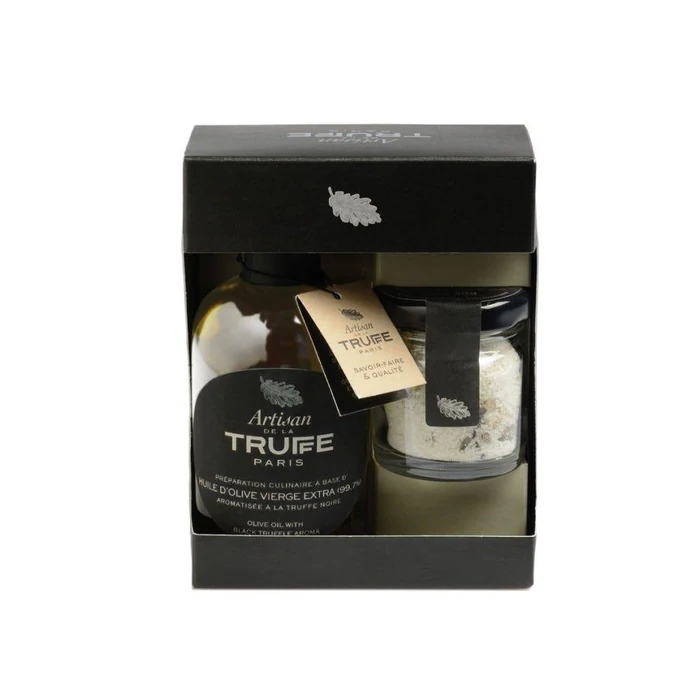 Artisan De La Truffe Gift Box With Black Truffle Flavour Olive Oil And Mini Salt Of Guérande