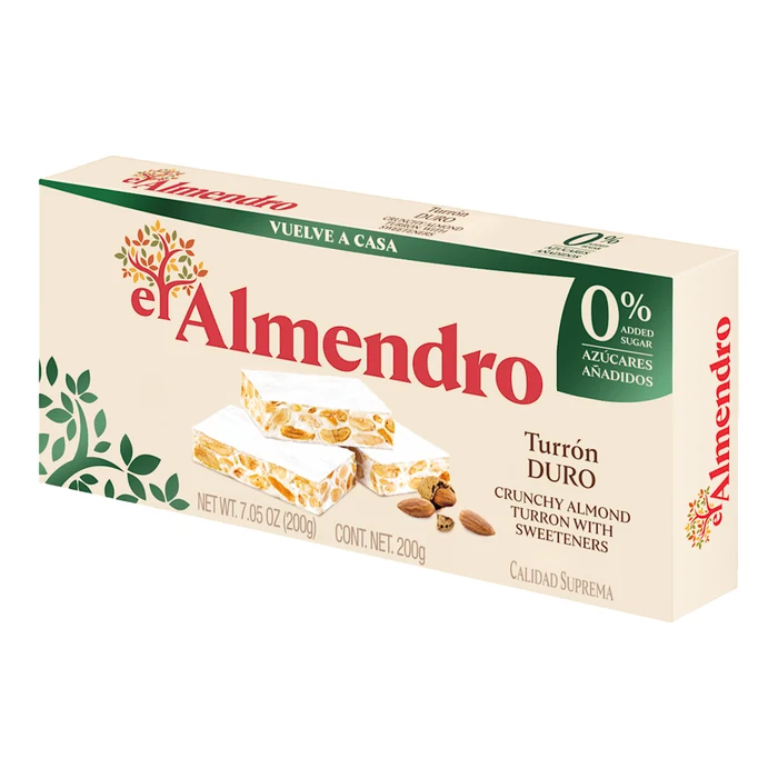 El Almendro Crunchy Almond Turron With Sweeteners 200g