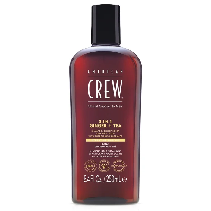 American Crew 3-in-1 Ginger + Tea Shampoo, Conditioner & Body Wash