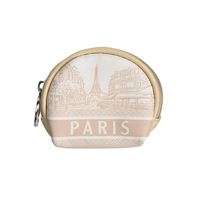 Souvenir de Paris Beige round coin purse