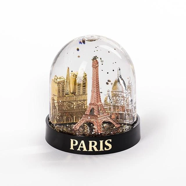 Souvenir de Paris Snow globe - 3 monuments gold silver copper