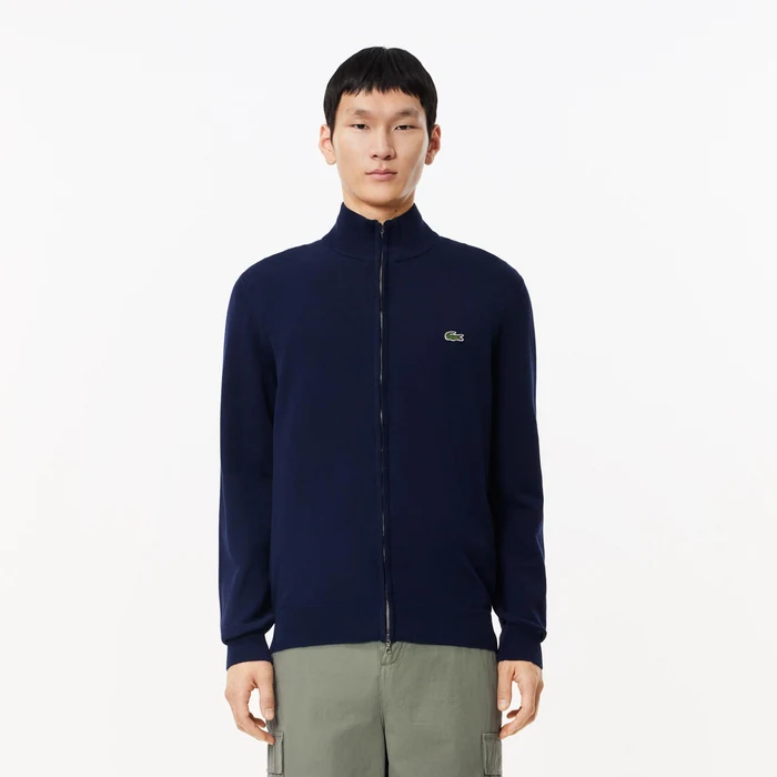 Lacoste Zipped High Neck Cotton Sweater at Paris
