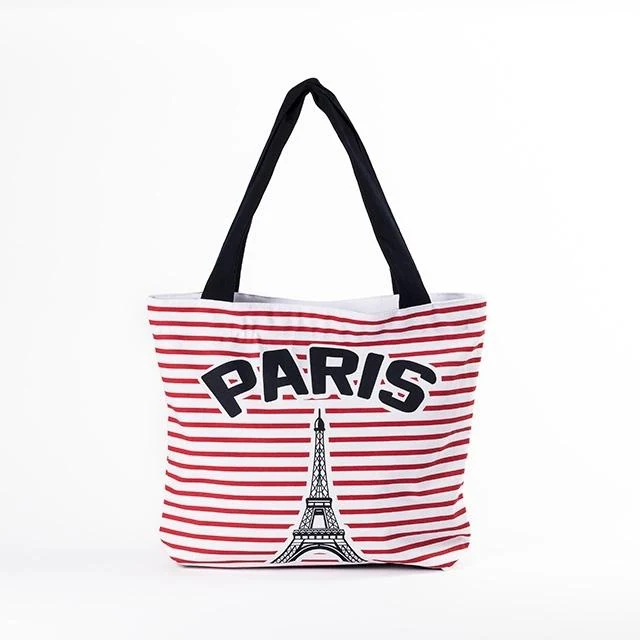Souvenir de Paris Red strip fabric bag eiffel tower