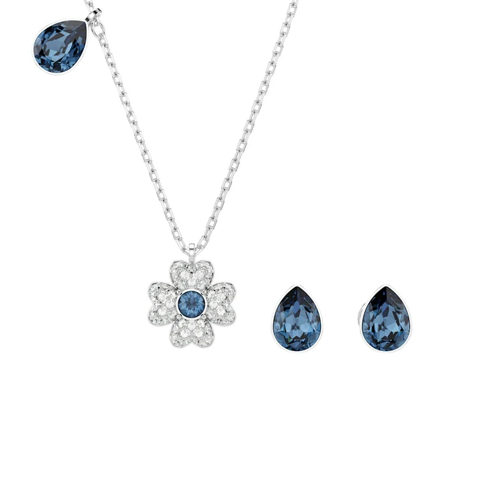 Swarovski Symbolica Clover Blue Rhodium Set - Ss Box