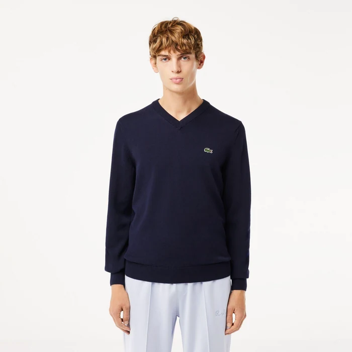 Lacoste Men's V-neck Organic Cotton Sweater