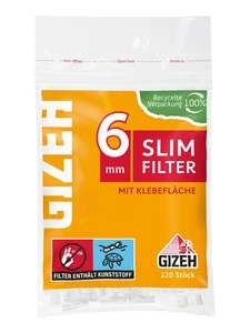 Gizeh GIZEH Slim Filter. 120 Filter mit 6mm Durchmesser und einer Filterlänge von 15mm