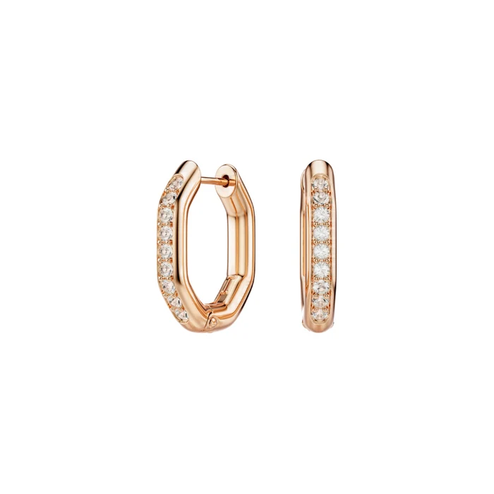 Swarovski Dextera Hoop Octagon Shape White Rose Gold Earrings - Ss Box