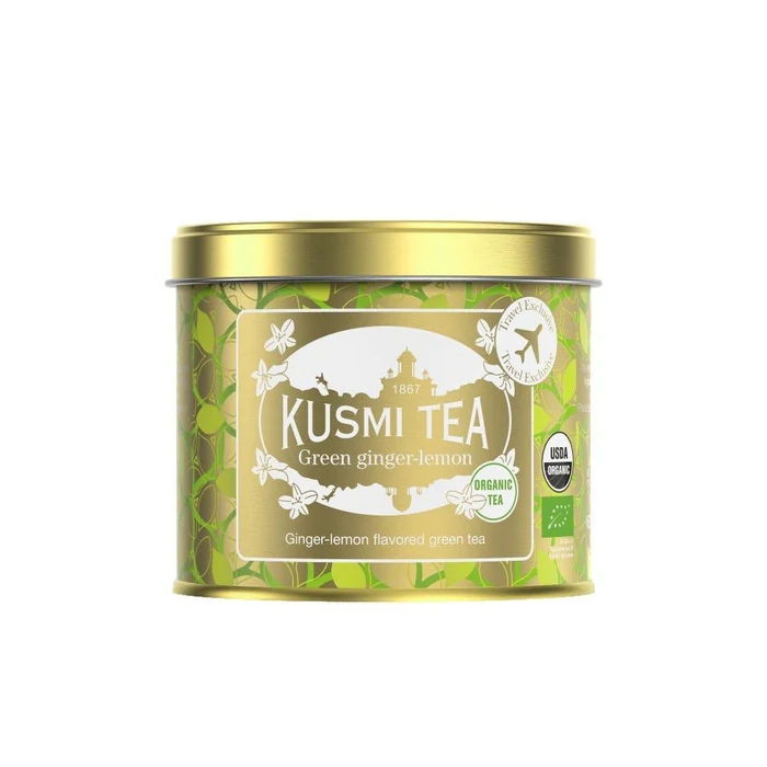 Kusmi Tea Organic Green Ginger Lemon Travel Exclusive Metal Tin