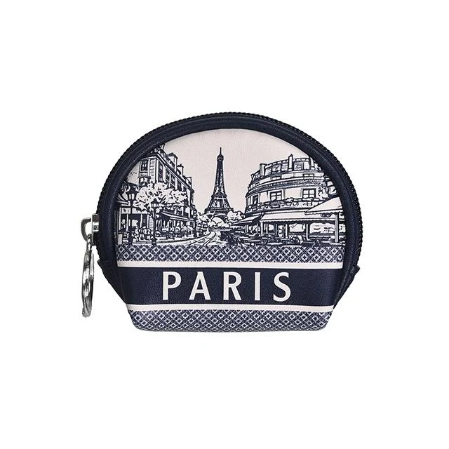 Souvenir de Paris Navy blue round coin purse