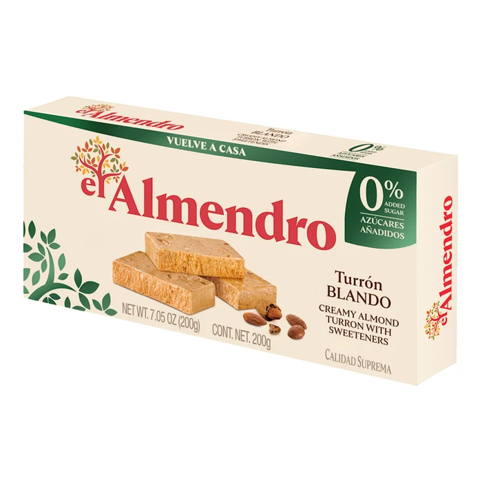 El Almendro Creamy Almond Turron With Sweeteners 200g